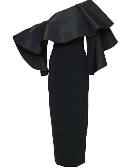 Customizable One-Shoulder Asymmetrical Ruffled Evening Gown