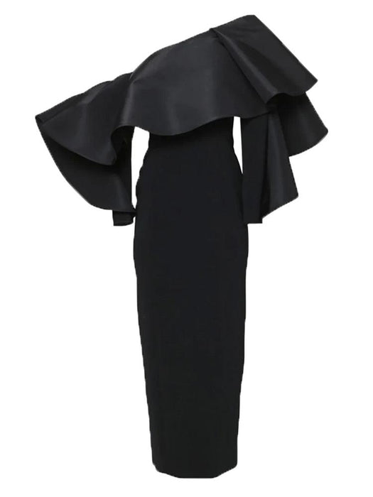 Customizable One-Shoulder Asymmetrical Ruffled Evening Gown
