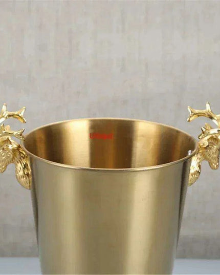 Majestic Deer Head Ice Bucket: Luxurious European Charm in Dual-Tone Design
