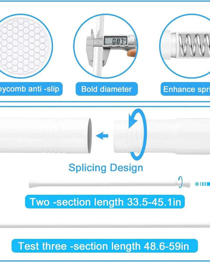 Adjustable 18' to 28' Stainless Steel Tension Shower Rod - No Drilling, Non-Slip, Rust-Free for Bathroom and Kitchen