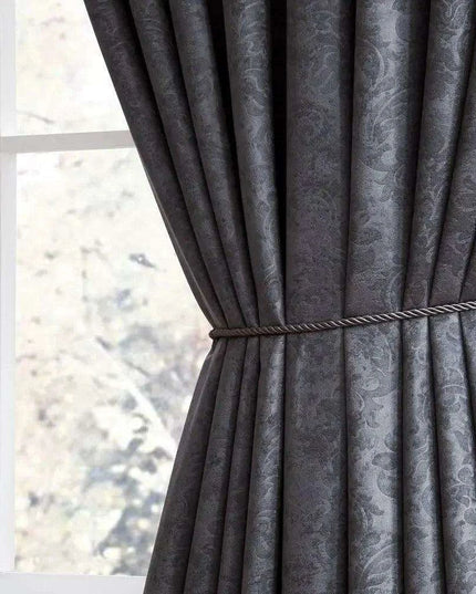 Chic Charcoal Floral Thermal Blackout Curtains - Set of 2 | Energy-Saving Privacy Dividers