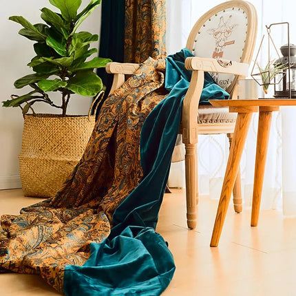 Vintage French Chenille Velvet Curtains
