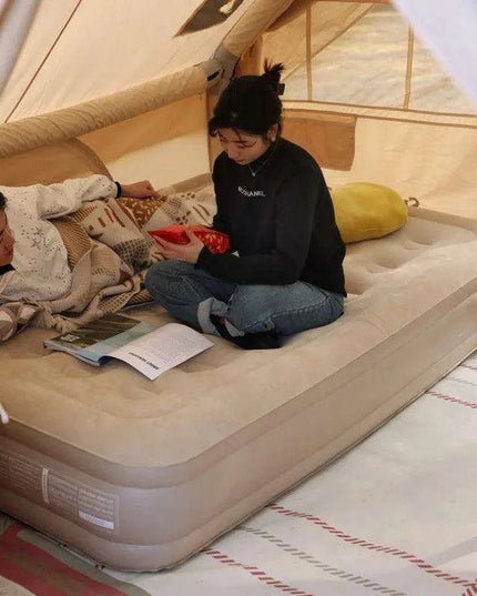 Premium Outdoor Inflatable Double Mattress with Built-In Pump