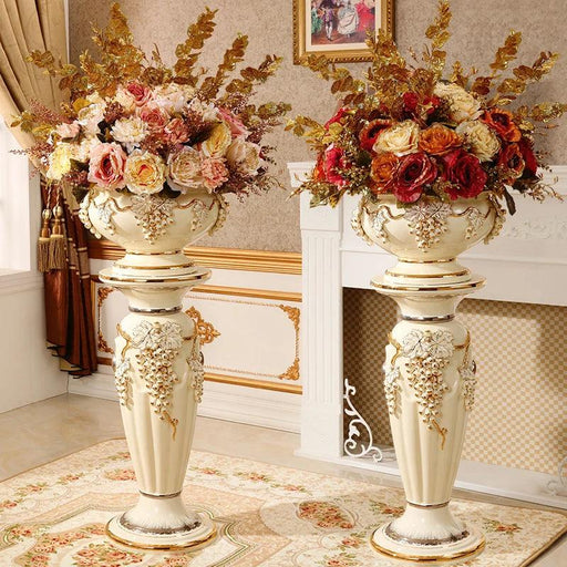 Luxury European-Style Ceramic Floor Vase - Elegant Living Room Decor Piece