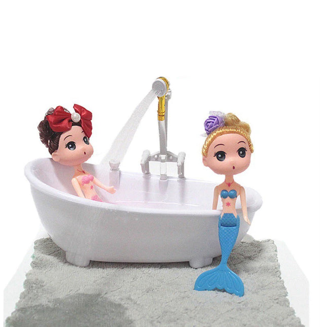 Miniature Electric Dollhouse Bathtub — 1:6 Scale Spraying Water Toy, 22.3×11.5×17.5cm
