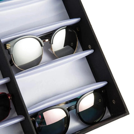 18-Slot Sunglasses & Eyewear Display Storage Box — Fabric Exterior with Soft Lining