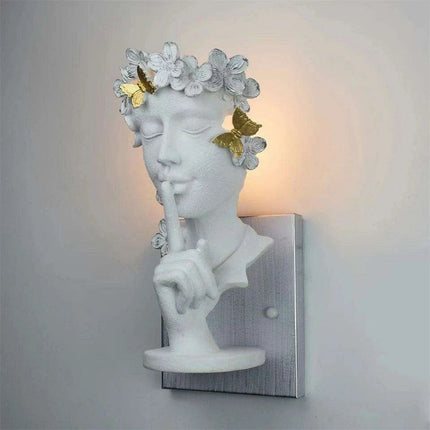 Nordic Girl Artistic LED Resin Wall Light - Vintage Home Accent