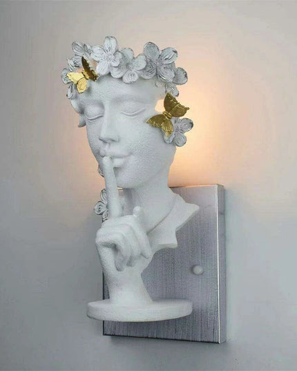 Nordic Girl Artistic LED Resin Wall Light - Vintage Home Accent