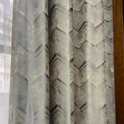 Gold Jacquard Mechanism Curtain – Custom Light Luxury