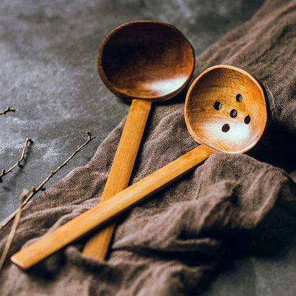 Elegant Japanese Wooden Spoons - Artisanal Utensils for Rice, Soup, and Desserts