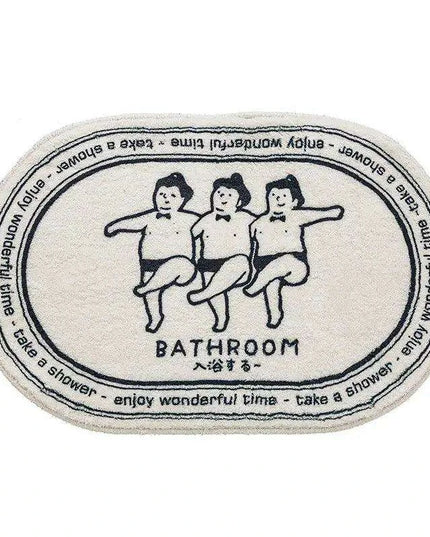 Whimsical Cartoon Plush Bathroom Rug Set with Anti-Slip Backing