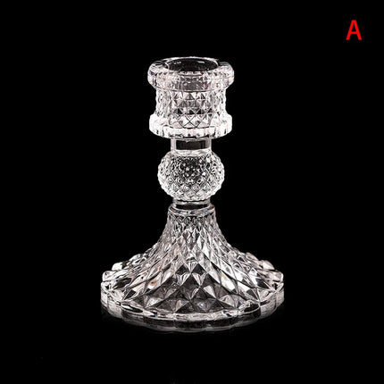 Vintage Clear Glass Candlestick Holder — Dinner & Wedding Decor