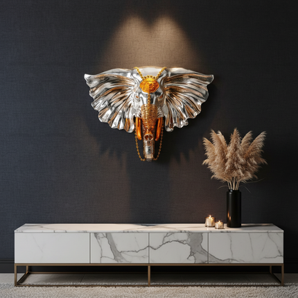 Creative Wall Hanging Silvery Elephant Sculpture Home Decoration Livin Sculptures & Statues creative-wall-hanging-silvery-elephant-sculpture-home-decoration-living-room-bedroom-office-wall-decor-resin-crafts-modern-art