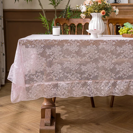 French Embroidered Lace Tablecloth – Floral Hollow Design