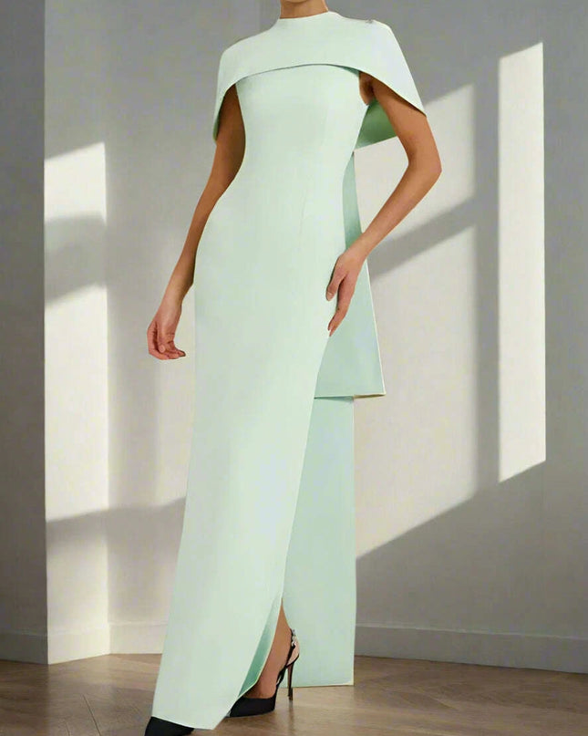 DEAT Customizable Slim Fit Evening Gown with Elegant Shawl - Summer 2024 Collection for Women, Model 35Z762