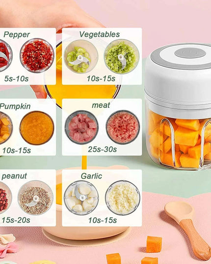 Compact Electric Garlic Chopper with Quick-Slice Technology and Adjustable Capacity