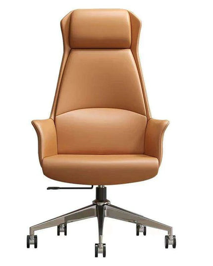Luxury Nordic-Inspired Executive Leather Office Chair with Swivel and Recline