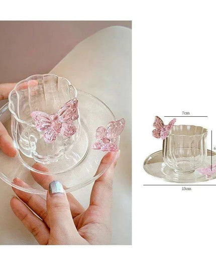 Charming Pink Bow Glass Cup and Saucer Set - 150ml Kids' Drinkware Gift