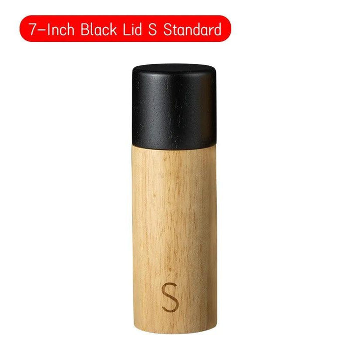 7-Inch Elegant Salt and Pepper Grinder Duo with Sleek Wooden Stand - Elevate Your Dining Ambiance