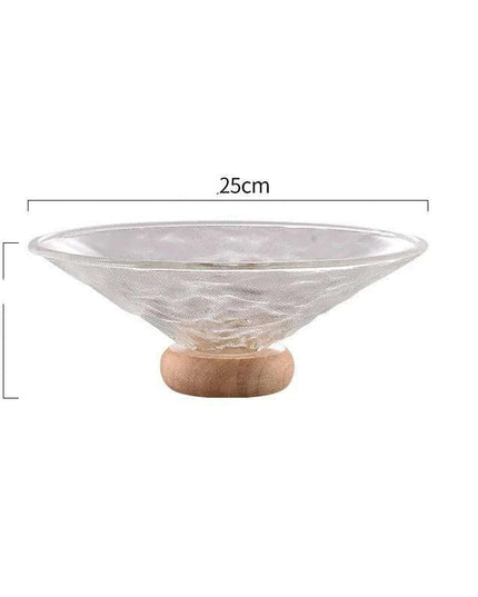 Chic Elevated Glass Fruit Display with Premium Rubber Wood Base for Stylish Dining Enhancements
