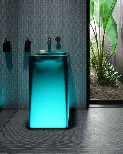 Blue Illumination Floor-Standing Washbasin