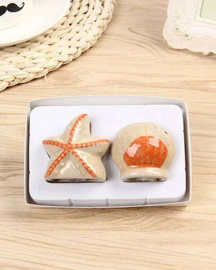 Whimsical Starfish Ceramic Salt and Pepper Shakers - Nautical Kitchen Decor