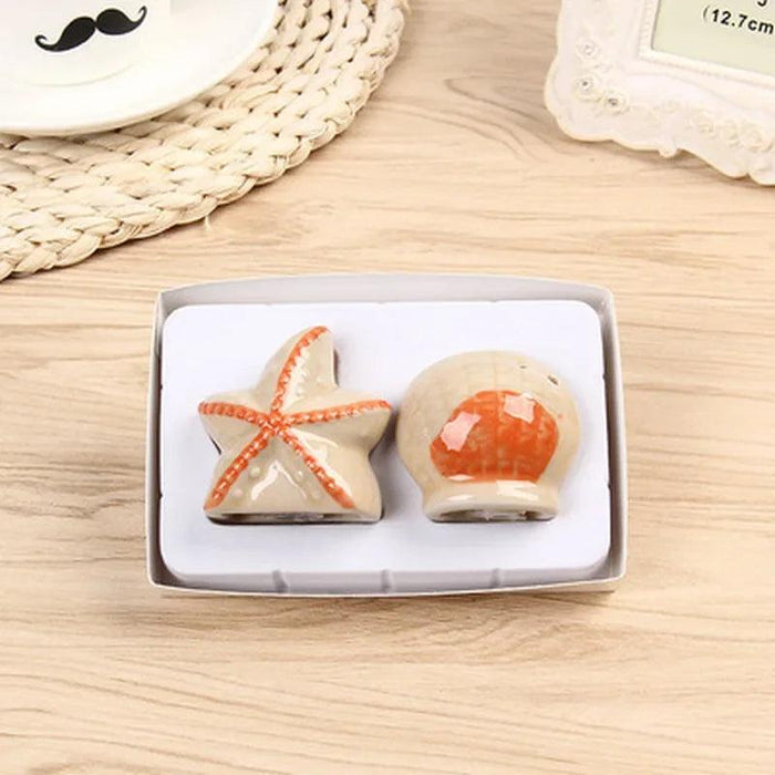 Whimsical Starfish Ceramic Salt and Pepper Shakers - Nautical Kitchen Decor