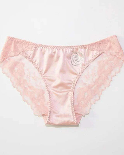 Luxe Sheer Lace Hipsters with Sparkling Rhinestones - Premium Satin Silk Seamless Comfort Briefs