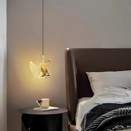 Nordic Creative Acrylic Swan LED Hanging Chandelier Study Bedroom Livi