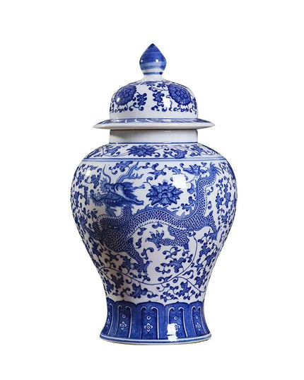 Elegant Porcelain Blue Blossom Storage Jar with Artistic Flair