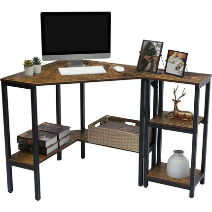 Space-Saving Triangular Corner Desk with Functional Storage and Roomy Workspace - Modern Computer Table
