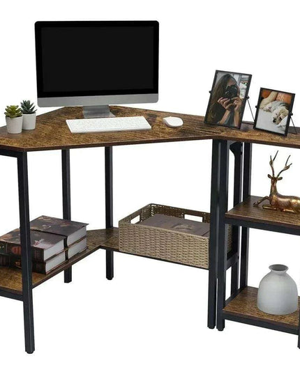 Space-Saving Triangular Corner Desk with Functional Storage and Roomy Workspace - Modern Computer Table