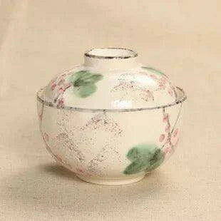 Exquisite Hand-Painted Japanese Porcelain Stew Bowl Set with Lids