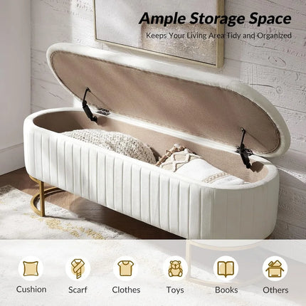 50.5" Velvet Storage Ottoman Bench, Gold Legs, 400 lbs Capacity, Multi-Functional Seat for Bedroom Entryway 50-5-velvet-storage-ottoman-bench-gold-legs-400-lbs-capacity-multi-functional-seat-for-bedroom-entryway