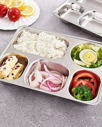 Multi-Compartment Stainless Steel Meal Tray - Eco-Friendly Dining Solution for All Ages