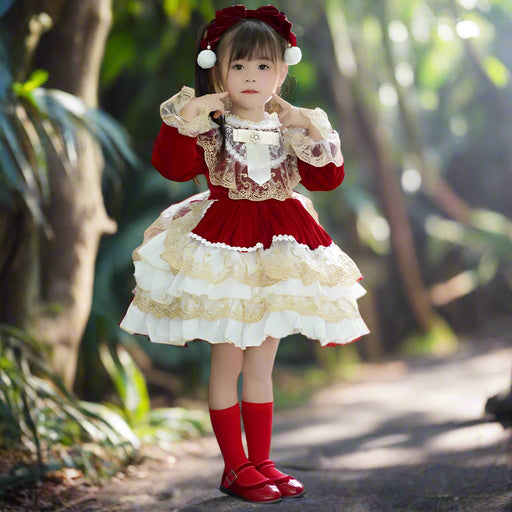 Enchanting Girls' Long Sleeve Spanish Court Tutu Dress - Kids' Lolita Costume