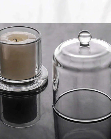 Elegant Glass Tealight Holder with Protective Dome for Timeless Home Decor