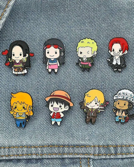 Anime Lover's One Piece Character Enamel Pins Collection - Stylish Jewelry Set for Fans
