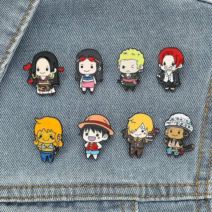 One Piece Anime Character Enamel Pin Set - Stylish Anime Jewelry Collection