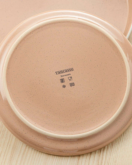 Apricot Elegance: Sesame Glazed Stoneware Dinnerware Set - 16/32/48 Piece Collection of Plates, Bowls, and Mugs