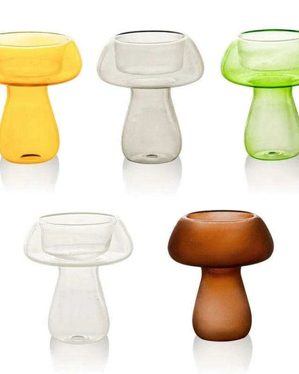 Whimsical Glass Mushroom Candle Holder - Ideal for Nordic Home Decor and Celebratory Events