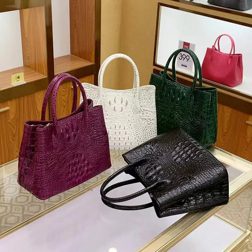 Exquisite Crocodile Pattern Genuine Leather Women's Handbag