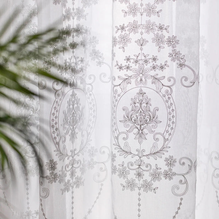 Luxurious Korean Style Lace-Trimmed Gauze Curtain Ensemble