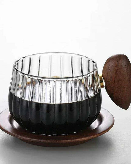 200ML Heat-resistant High Boron Silicon Glass Coffee Mug with Wooden Handle