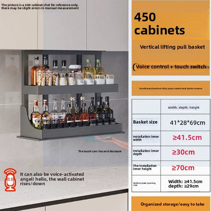 Electric Lifting Hanging Cabinet Basket — 6 Widths, 350–600mm