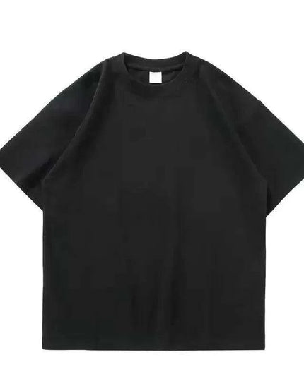 Premium 500g Pure Cotton Short Sleeve T-Shirt with Reinforced Neckline in Classic Black and White