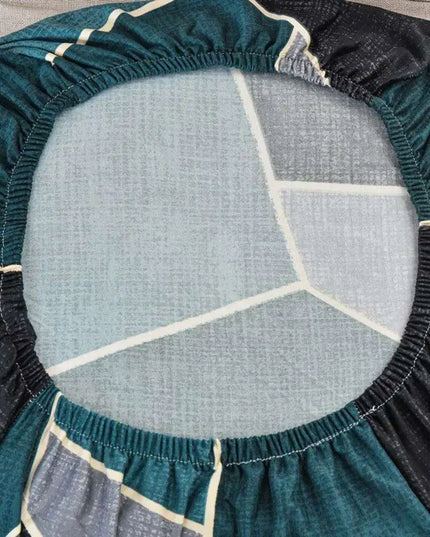 Elegant Geometric Blue-Grey Stretch Chair Covers for Stylish Dining Experiences