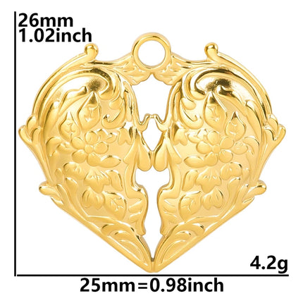 SteelFactory 5pcs Gold Plated Animal Charm Pendants - Stainless Steel