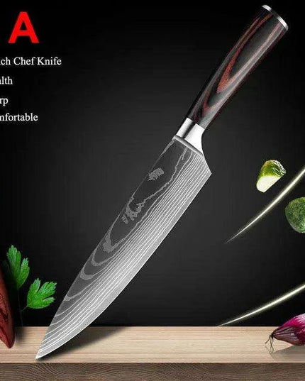 Exquisite Damascus Steel Chef Knife Collection - 1-10Pcs Japanese Santoku and Utility Knives for Culinary Excellence