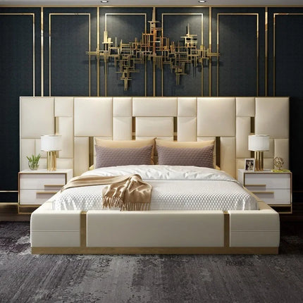 Treasure Home Luxury King Size Bed with Upholstered Headboard & Storag